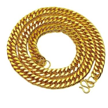 Imagem de Colar Cubano Elo Duplo 60cm Grosso Banhado a Ouro 18k Masculino e Feminino Estilo Moderno