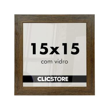 Imagem de Kit 10 Molduras 15x15Cm Com Vidro e Fundo Para Quadros Fotos Cor:Marrom