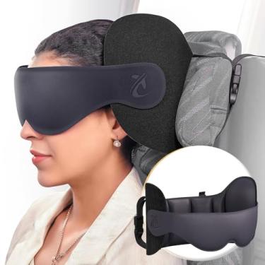 Imagem de Bonairest Travesseiro de viagem, travesseiro de pescoço de avião para voos longos, alça de cabeça grande com máscara ocular 3D para dormir, apoio de cabeça com suporte de 360°, elegível para FSA HSA