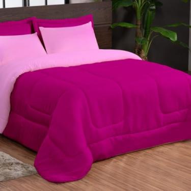 Imagem de Kit Edredom Casal 3 Peças Dupla Face com Fronhas – Macio e Econômico para o Frio(EU TE AMO PINK ROSA)