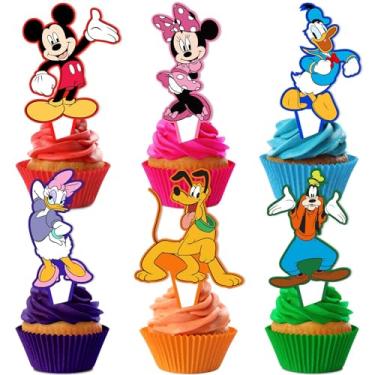 Imagem de Mouse Birthday Party Supplies, 24PCS Cupcake Toppers Decorations for Mickey Party Supplies Decor