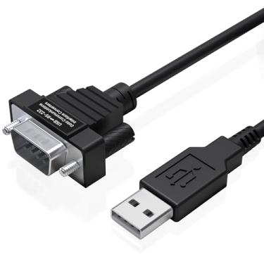 Imagem de Gearmo Cabo USB para Serial ultra compacto de 20 cm - Windows/Mac/Linux, adaptador RS232 DB9 compatível com 64 bits com chipset FTDI