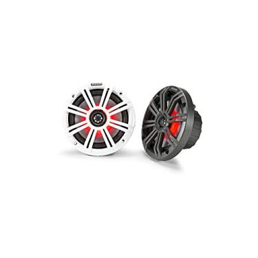 Imagem de KICKER Alto-falantes coaxiais marítimos KM65 de 165 mm com tweeters de 3/4 polegadas, LED, grades de 4 Ohm, carvão e branco