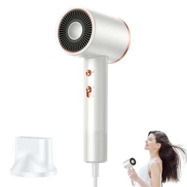 Imagem de Secador De Cabelo, Secador De Sopro Iônico De Baixa Velocidade E Baixo Ruído Com Motor Sem Escova Para Secagem Rápida, Compacto Silencioso De Controle Térmico Com 1 Bico Para Viagens De Salão Doméstico