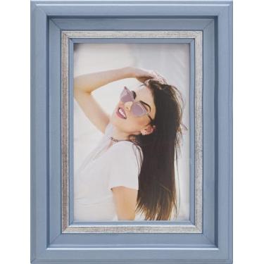 Imagem de Porta Retrato de Mesa 20x25cm Moldura Azul Elegante 1000