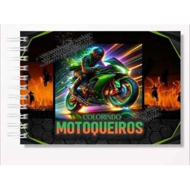Imagem de Livro De Colorir Motoqueiros Com 50 Desenhos 50 Folha 150g - Soberana 