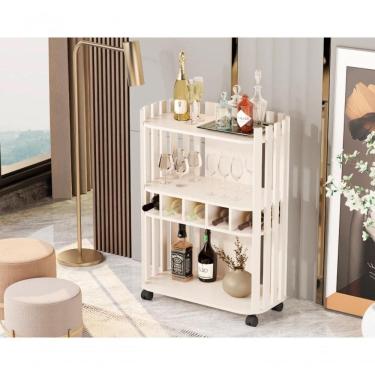 Imagem de Aparador Luxo Prateleira Com Adega Ripado 4110 Perola