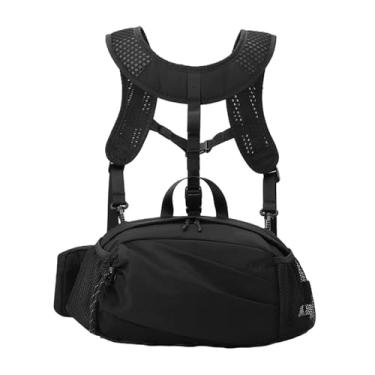 Imagem de Dynwave Mochila de peito com arnês, mochila de peito com vários bolsos, prática, à prova d'água, multiuso com tiras refletivas, bolsa para equipamentos de, Preto