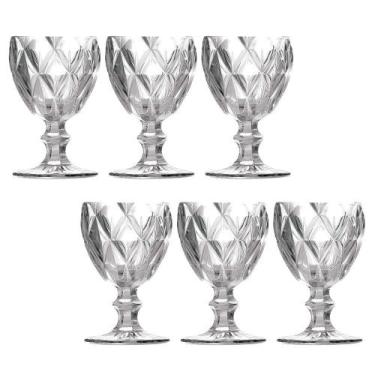 Imagem de Conjunto 6 Taças Vinho Água Diamante Clear Vidro Class Home