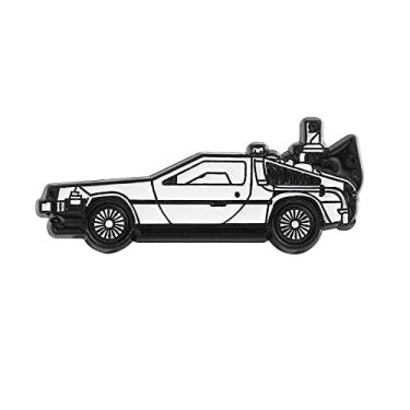 Imagem de Delorean Carro Esportivo Preto Esmaltado Broche Máquina do Tempo Broche para Mochilas, DNC-12 Emblema de Carro para Fãs, Metal Aço inoxidável, Sem pedras preciosas