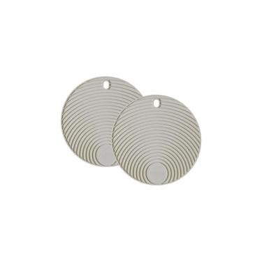 Imagem de Conjunto de Descansos de Panela Redondo de Silicone Cinza - 2 unidades - 17x17cm - Resistente ao Calor e Deslizamento - Livre de BPA