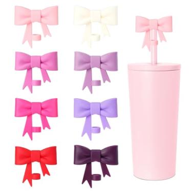 Imagem de YAYAYOUNG Capas clássicas de canudo de laço de 8 mm compatíveis com copos Stanley Tumbler, protetores de tampas de silicone fofos reutilizáveis para canudos reutilizáveis, canudos, acessórios - 8