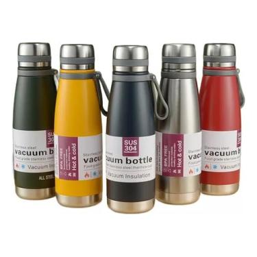 Imagem de Garrafa Térmica de 1 Litro com Tampa de Rosca, Alça Emborrachada e Interior em Aço Inox 304 – Perfeita para Academia, Escola e Atividades do Dia a Dia (Preto)