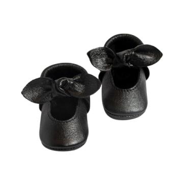 Imagem de Freshly Picked Sapatos de bebê com laço atado, sola macia ou sola rígida, sapatos de couro premium para bebês feitos à mão em Utah, tamanhos infantis e infantis, Ebony - Sola macia, 3-6 meses