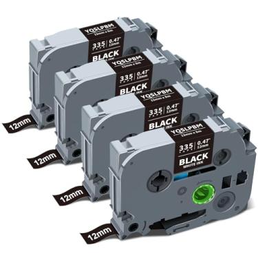 Imagem de Fita adesiva 4X Tze-335 Tze335 Tz335 branca em preto compatível com fita adesiva Brother P-Touch TZ 12 mm 0,47 refil Ptouch laminado 1/2 polegada para PT-H110 D220 D210 1280 1290 1880 2040