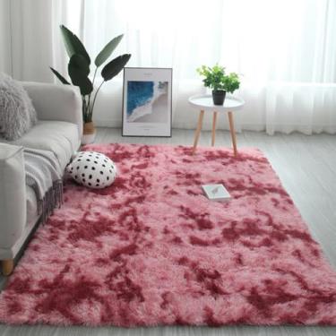 Imagem de KAIJIE Tapetes de área para atualização de quarto macio gradiente tie dye tapete felpudo felpudo sala de estar tapete de pelúcia para crianças decoração de dormitório de casa estética 120 x 200 cm