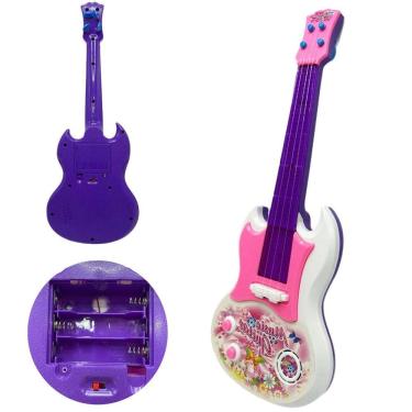 Imagem de Guitarra Infantil Music Guitar Led Som Instrumento Feminino