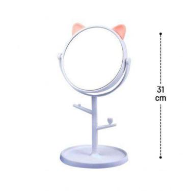 Imagem de Espelho de Mesa 31x17cm com Porta Jóia Gatinho - SANXIA