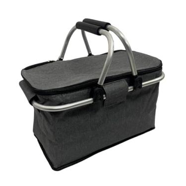 Imagem de Cesta Termica Bolsa Piquenique Dobrável Praia Lanche Camping 40x20x23cm Cinza 20 litros
