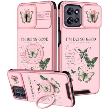 Imagem de Funermei Capa para Moto G Power 5G 2025, para Moto G Play 2025 - Capa de telefone feminina bonita borboleta verde com capa de câmera e suporte de anel Funda para Motorola G Power 5G 2025/G Paly 2025