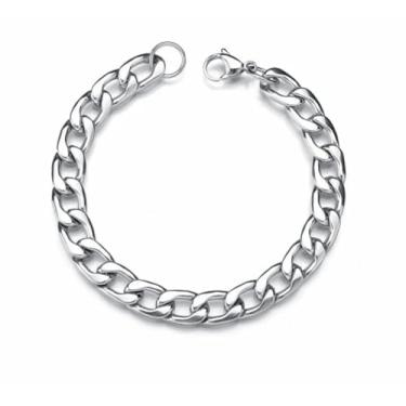 Imagem de Pulseira Masculina Corrente Grossa Maciça De Aço Inoxidável Cirugico Aço Inox Antialergico