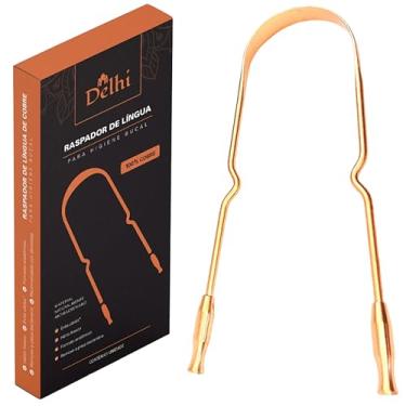 Imagem de Raspador de Língua em Cobre, Higiene Bucal, com Bolsa de Algodão, 10g