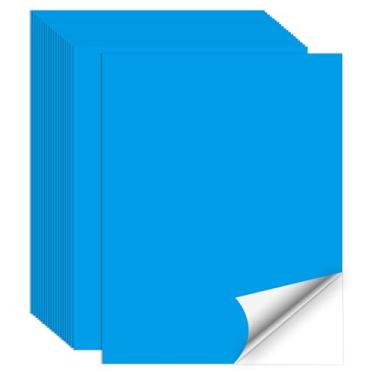 Imagem de Papel adesivo imprimível, 20 folhas de papel adesivo para impressão azul, impressão a laser/jato de tinta - azul fosco, tamanho carta (21,6 cm x 28 cm)