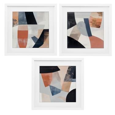 Imagem de Stupell Industries Fragmented Visions Abstracts 3 Peças Impressão Emoldurada Branca Design Conjunto sob Vidro por Mona Grace, 13 x 13