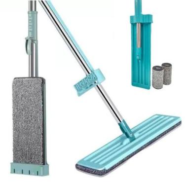 Imagem de Rodo Mop Esfregão Articulado Giratório Inox C/ Refil Microfibra 120cm 