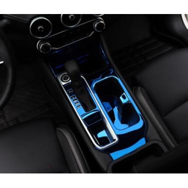 Imagem de KELEIMAI Acessórios de carro adequados para Nissan Sentra 2020 2021 2022 2023 2024 2025 painel de mudança de marchas interior guarnição da tampa da moldura (azul) 2 peças de aço inoxidável
