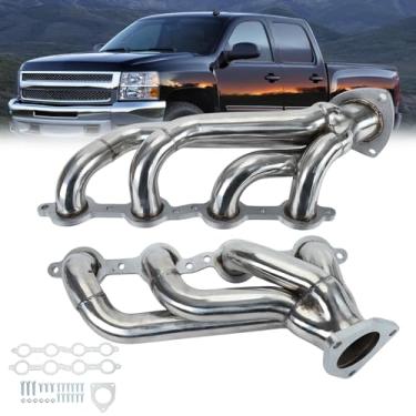 Imagem de Cabeçotes de escape compatíveis com Chevy Silverado 2002-2016 1500 2500HD 3500HD 4.8L 5.3L 6.0L 6.2L
