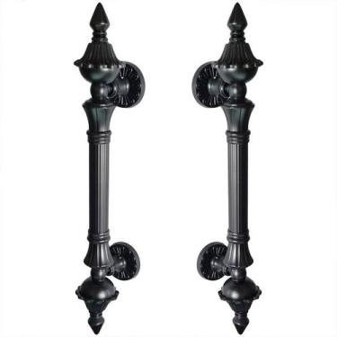 Imagem de Puxador Duplo Classic 335mm Preto Fosco Porta Pivotante Correr Passage