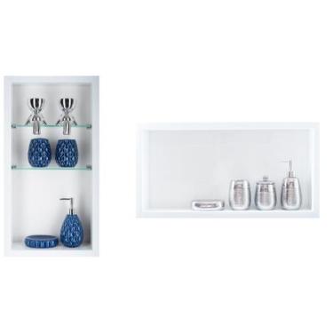 Imagem de Nicho Em Porcelanato Polido Para Banheiro E Nicho com Prateleira de Vi