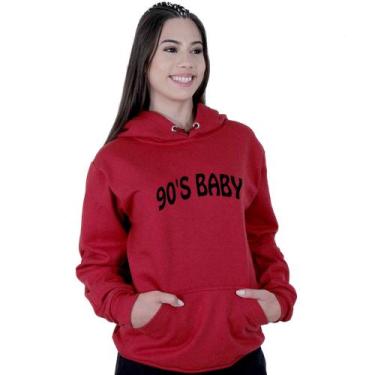 Imagem de Moletom Feminino Canguru Garota de 90 - LAFRE, Vermelho escuro, G