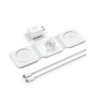 Imagem de Carregador sem fio Caxdon 3 em 1 para iPhone 16 Magsafe branco