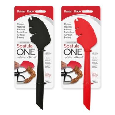 Imagem de Espátula de silicone ONE Mixer Batedor e conjunto de espátula, vermelho cereja e preto