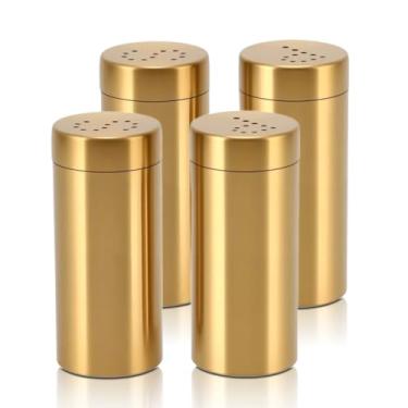 Imagem de Conjunto prático de 4 potes para saleiro e pimenteiro de aço inoxidável