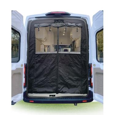 Imagem de Vanhoxcci Tela Van Bug com painel de privacidade adequada para Ford Transit 150 250 350 2015-2025 teto alto porta traseira mosquiteiro campans Flyscreen malha, fecho magnético central
