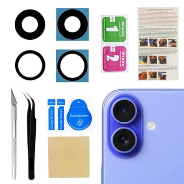 Imagem de Phoupair Substituição de lente de vidro da câmera traseira traseira para iPhone 16 e iPhone 16 Plus com adesivo pré-instalado e conjunto de ferramentas de reparo
