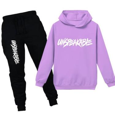 Imagem de Conjunto de pulôver infantil com capuz e calças de corrida, agasalho, 