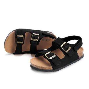 Imagem de Sandálias ZUSERIS Toddler Boys Girls, palmilha de cortiça preta 24