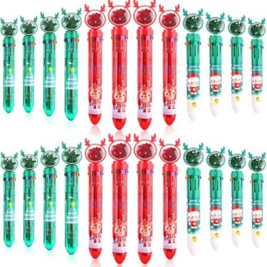 Imagem de uyakhom 24 canetas esferográficas de Natal 10 em 1, multicoloridas, retráteis, árvore de Natal, para estudantes, crianças, escritório, escola, lembrancinhas, suprimentos