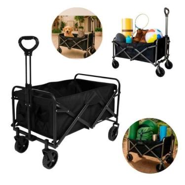 Imagem de Carrinho de Carga Preto Dobrável Para Compras e Camping Estrutura de A