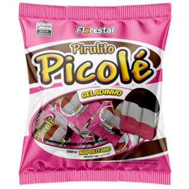 Imagem de Pirulito Picolé Napolitano C/50 Unidades Pacote com 550g Florestal