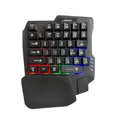 Imagem de Teclado Gamer Single Handed Profissional, Semi Mecânico RGB, Design Compacto, LED Personalizável, Compatível com PC