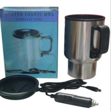 Imagem de Caneca eletrica aquecedora automotiva 12v copo inox chaleira termica u