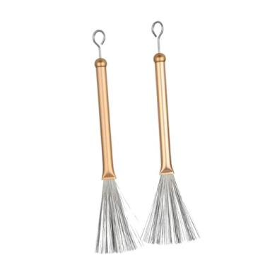 Imagem de Luwecf 2 Peças de Escovas de Arame com Cabo Longo, Baquetas, Escovas para Kits de Bateria de Música Country