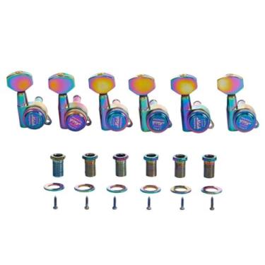 Imagem de KAISH Afinadores de bloqueio 18:1, afinadores, máquinas de afinação com mini botões contemporâneos para guitarras ST/TL/LP/SG cromado queimado