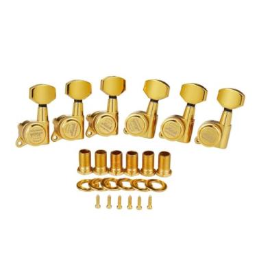 Imagem de KAISH Afinadores de bloqueio Lefty 18:1, afinadores de guitarra, máquinas de afinação com mini botões contemporâneos para a maioria das guitarras elétricas/acústicas douradas