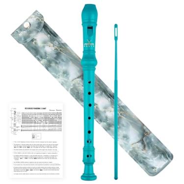 Imagem de YONTY Gravador Soprano Instrumento de 8 Furos para Iniciantes, Crianças Estudantes, Flauta Chave C Estilo Barroco com Haste de Limpeza e Bolsa para Educação e Entretenimento - Turquesa